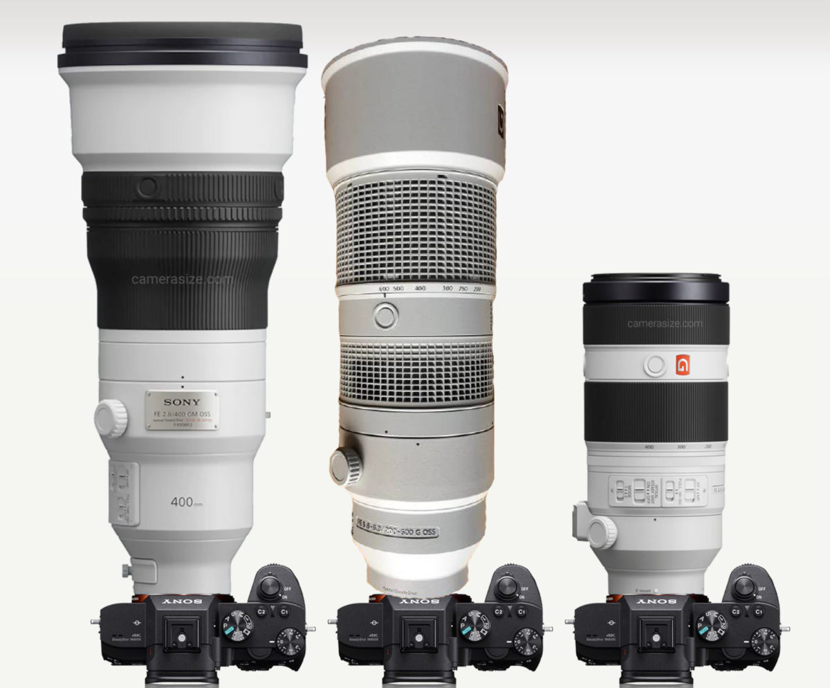 Size Comparison: FE 200-600mm vs FE 400mm f/2.8 GM vs FE 100-400 GM Lenses