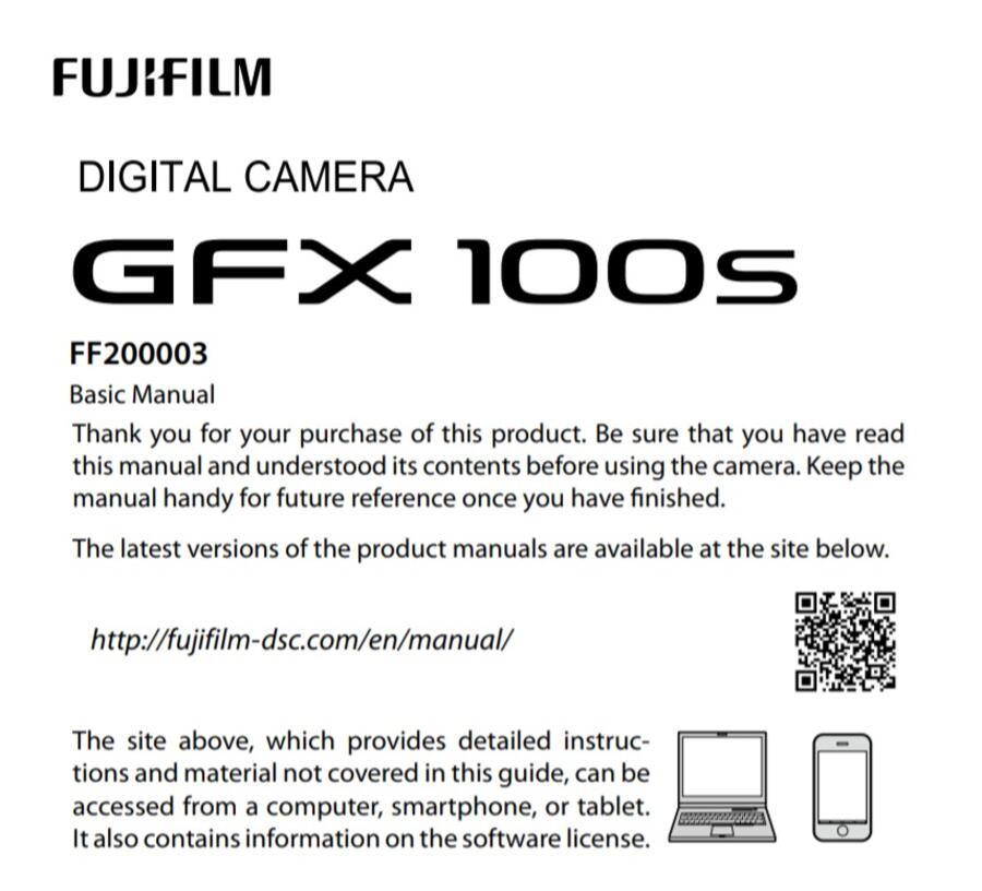 Fujifilm GFX 100S User Manual now Available for Download